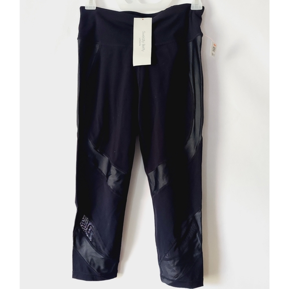 Sweaty Betty Black Power Wetlook Mesh Crop Workout Leggings Small - Picture 2 of 11